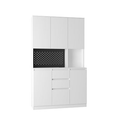 Trikiousd 74" Tall Kitchen Pantry Storage Cabinet with Charging Station, Microwave Stand