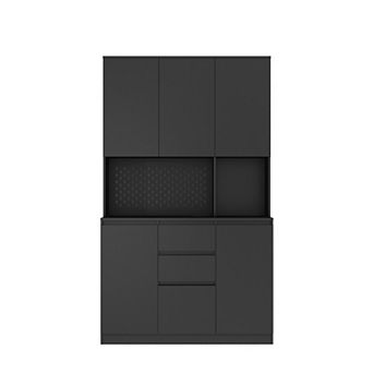 Trikiousd 74" Tall Kitchen Pantry Storage Cabinet with Charging Station, Microwave Stand