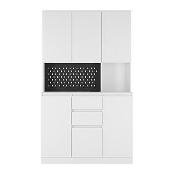 Trikiousd 74" Tall Kitchen Pantry Storage Cabinet with Charging Station, Microwave Stand