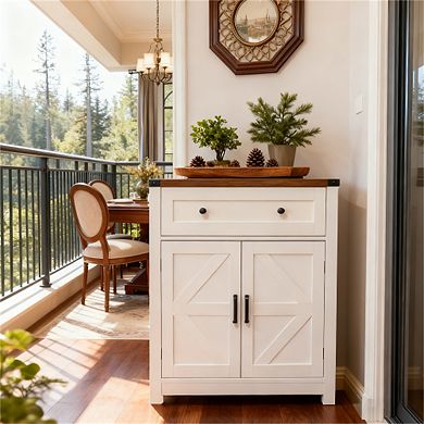 Trikiousd Farmhouse Barn Door Sideboard Dining Room Side Cabinet Coffee Bar Cabinet