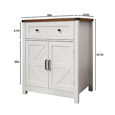 Trikiousd Farmhouse Barn Door Sideboard Dining Room Side Cabinet Coffee Bar Cabinet