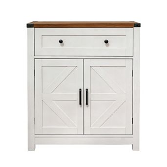Trikiousd Farmhouse Barn Door Sideboard Dining Room Side Cabinet Coffee Bar Cabinet