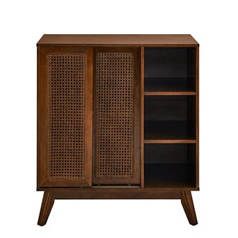 Trikiousd Mid Century Modern Rattan Storage Cabinet Sideboard Side Cabinet