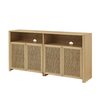 Trikiousd Boho Rattan Sideboard Buffet Cabinet, Large Storage Cabinet Coffee Bar Cabinet
