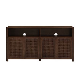Trikiousd Boho Rattan Sideboard Buffet Cabinet, Large Storage Cabinet Coffee Bar Cabinet