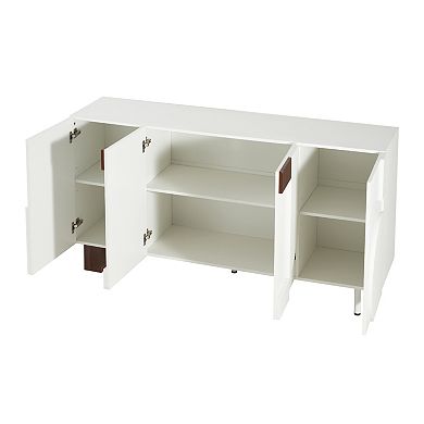 Trikiousd 4-Door Sideboard Buffet Cabinet, Modern Geometric Accent Cabinet Entryway Console Table