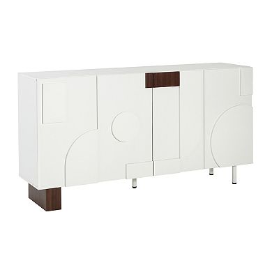 Trikiousd 4-Door Sideboard Buffet Cabinet, Modern Geometric Accent Cabinet Entryway Console Table
