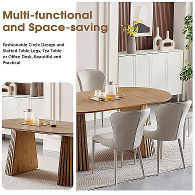 Trikiousd Extendable Oval Dining Table with Slatted Legs for 4-8