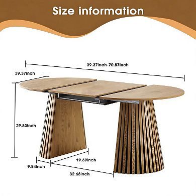 Trikiousd Extendable Oval Dining Table with Slatted Legs for 4-8