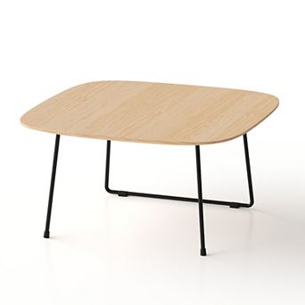 Trikiousd Round Coffee Table for Small Apartment, Oak Veneer Living Room Table