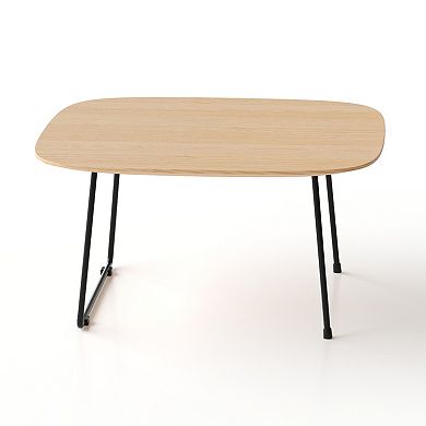 Trikiousd Round Coffee Table for Small Apartment, Oak Veneer Living Room Table