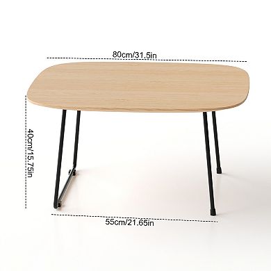 Trikiousd Round Coffee Table for Small Apartment, Oak Veneer Living Room Table