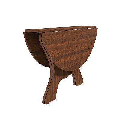 Trikiousd 43-Inch Folding Dining Table with Walnut Veneer for Small Spaces