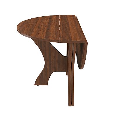 Trikiousd 43-Inch Folding Dining Table with Walnut Veneer for Small Spaces