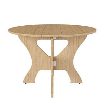 Trikiousd 43-Inch Folding Dining Table with Walnut Veneer for Small Spaces