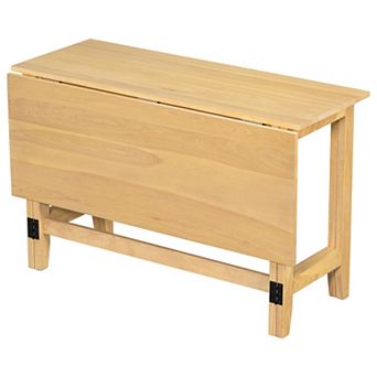 Trikiousd Farmhouse Wood Drop Leaf Dining Table Extendable for Small Spaces