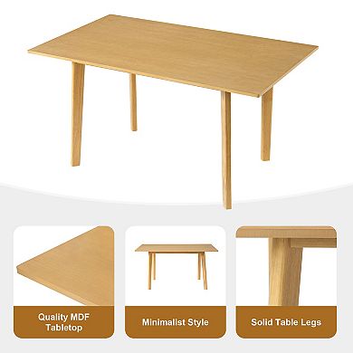 Trikiousd 60-Inch Rustic Farmhouse Dining Table Solid Wood Frame for 6