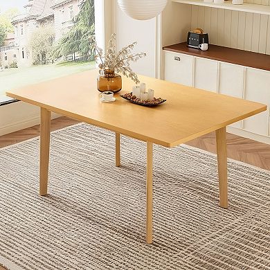 Trikiousd 60-Inch Rustic Farmhouse Dining Table Solid Wood Frame for 6
