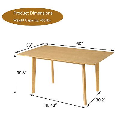 Trikiousd 60-Inch Rustic Farmhouse Dining Table Solid Wood Frame for 6