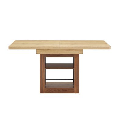 Trikiousd 59-71 Inch Extendable Dining Table with Storage for 4-8
