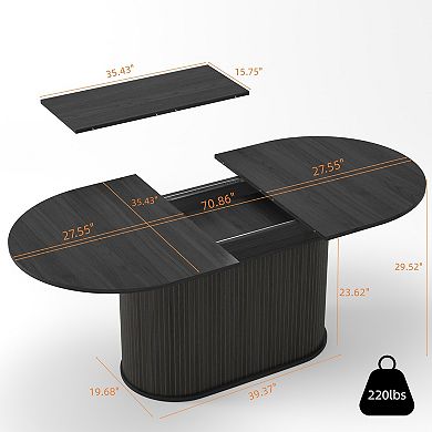 Trikiousd 55.11"-70.86" Extendable Arc-Shaped Dining Table with Striped Legs