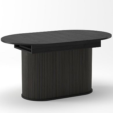 Trikiousd 55.11"-70.86" Extendable Arc-Shaped Dining Table with Striped Legs