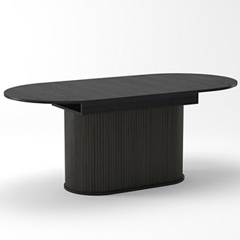Trikiousd 55.11"-70.86" Extendable Arc-Shaped Dining Table with Striped Legs