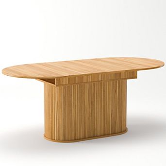 Trikiousd 55.11"-70.86" Extendable Arc-Shaped Dining Table with Striped Legs