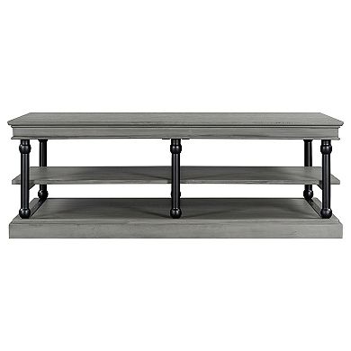 Trikiousd 55.1" Wood Coffee Table with 2 Open Storage Shelves