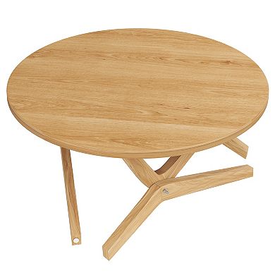 Trikiousd 34.5" Round 2-in-1 Adjustable Coffee & Cocktail Table