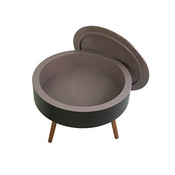 Trikiousd 31.5-Inch Round Coffee Table with Storage and Engraved Top