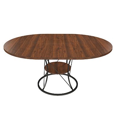 Trikiousd 43-59 Inch Extendable Round Dining Table with Storage Shelf
