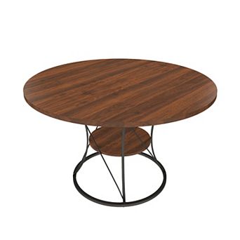 Trikiousd 43-59 Inch Extendable Round Dining Table with Storage Shelf