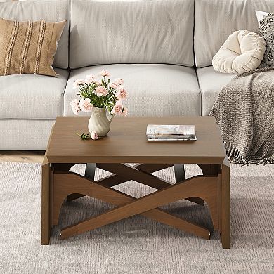 Trikiousd 2-in-1 Transformer Coffee Table with Expandable Top