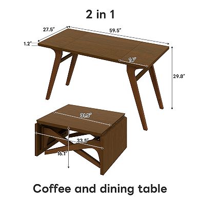 Trikiousd 2-in-1 Transformer Coffee Table with Expandable Top