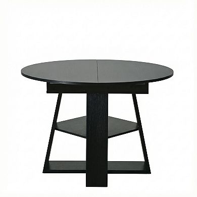 Trikiousd 4359 Inch Extendable Round Dining Table with Storage Shelf for 48