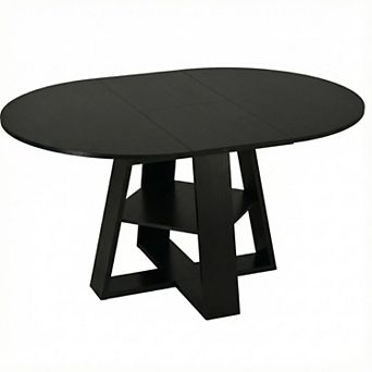 Trikiousd 4359 Inch Extendable Round Dining Table with Storage Shelf for 48