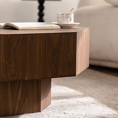 Trikiousd 30.5-Inch Octagonal Wooden Coffee Table, Modern Living Room Accent Table