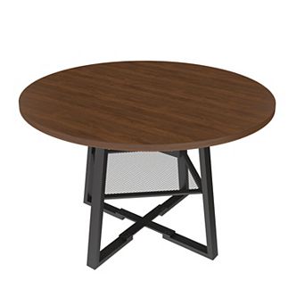 Trikiousd 47-Inch Extendable Round Dining Table with Storage Shelf for 4-8