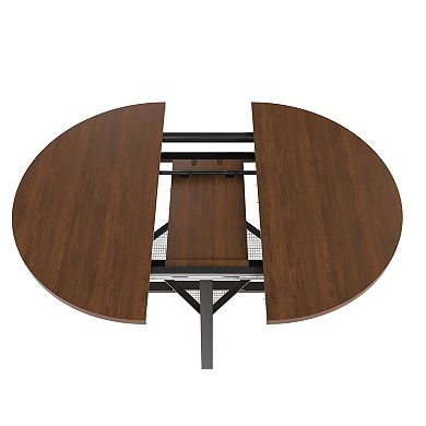Trikiousd 47-Inch Extendable Round Dining Table with Storage Shelf for 4-8