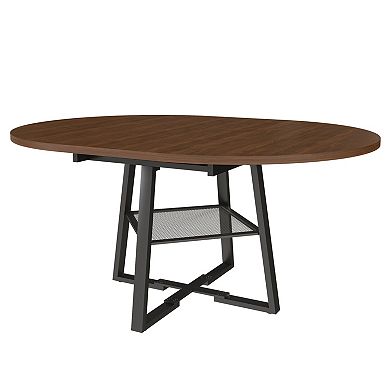 Trikiousd 47-Inch Extendable Round Dining Table with Storage Shelf for 4-8