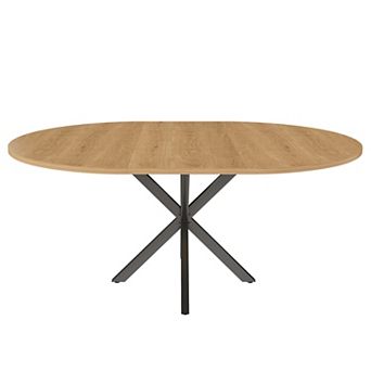 Trikiousd 43-58 Inch Extendable Round Dining Table with Oak Finish