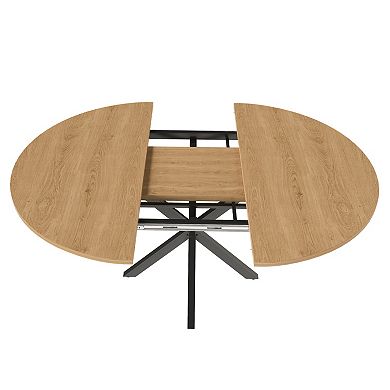 Trikiousd 43-58 Inch Extendable Round Dining Table with Oak Finish