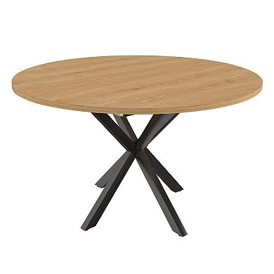 Trikiousd 43-58 Inch Extendable Round Dining Table with Oak Finish