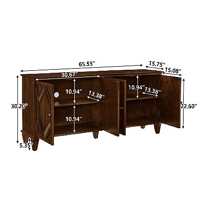 Trikiousd 65" Mid-Century Modern Sideboard Buffet Cabinet with Storage