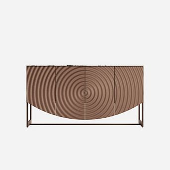 Trikiousd 63" Modern 3D Wave Sideboard with Marble-Style Top and Multi-Functional Storage Cabinet