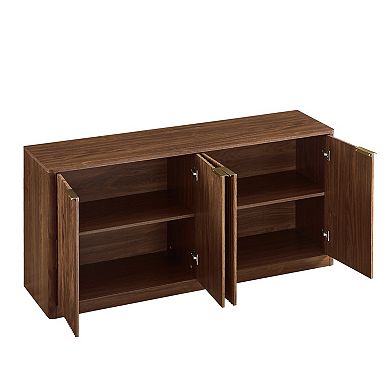 Trikiousd 59-Inch Modern Wavy Sideboard with 4-Door Storage Cabinet