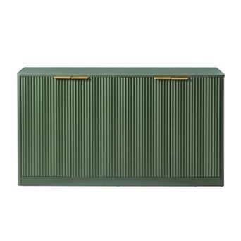 Trikiousd 59-Inch Modern Wavy Sideboard with 4-Door Storage Cabinet