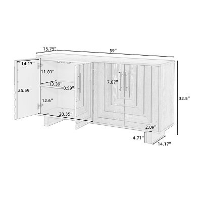 Trikiousd 59-Inch Modern Sideboard Buffet Cabinet with 4 Doors