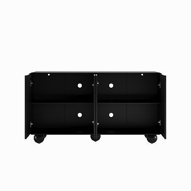 Trikiousd 59" Modern Sideboard Buffet Cabinet with Honeycomb Doors and Sphere Legs Storage Console